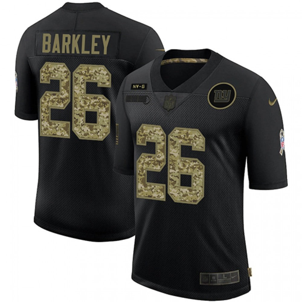 Men's New York Giants #26 Saquon Barkley 2020 Black Camo Salute To Service Limited Stitched Jersey 