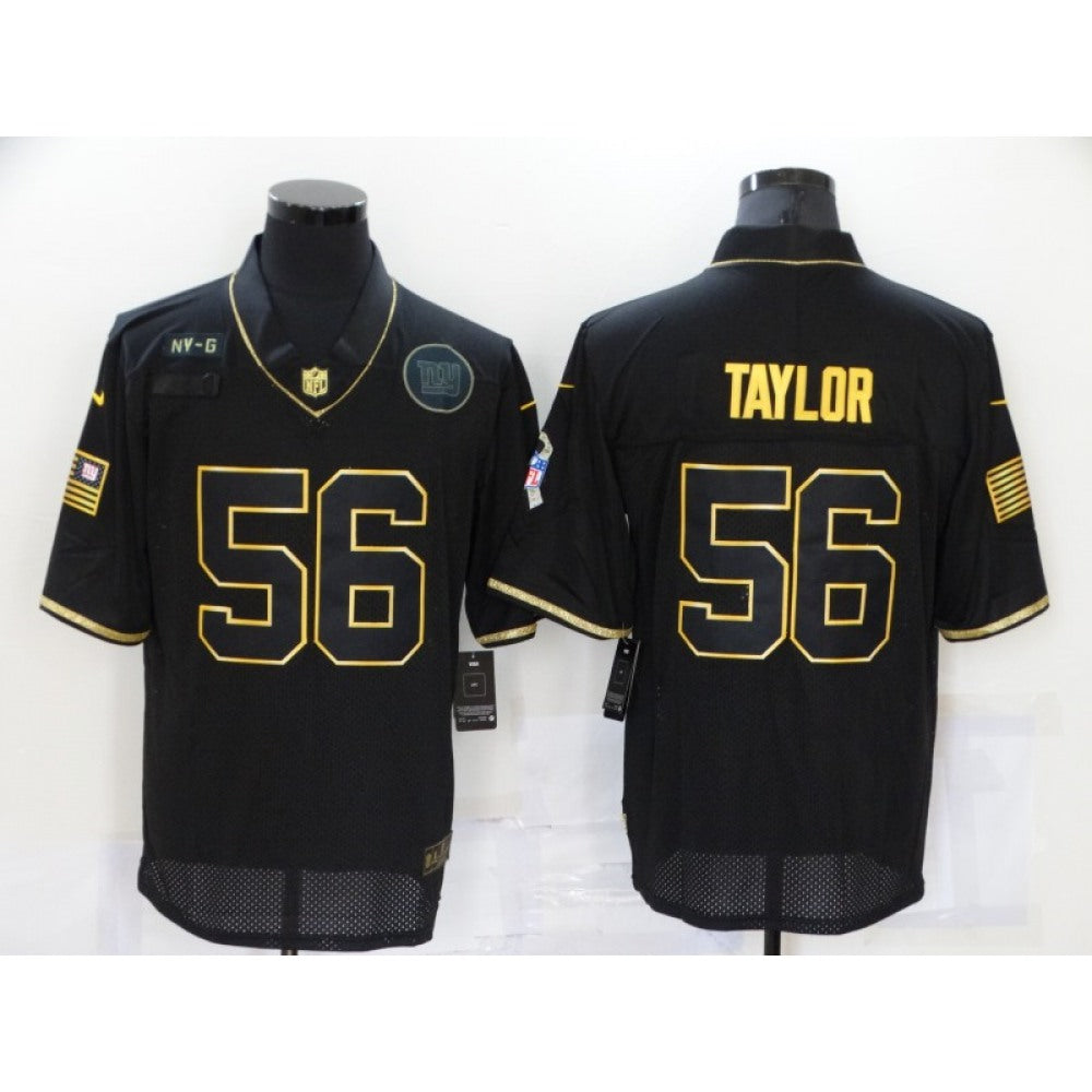 Men's New York Giants #56 Lawrence Taylor 2020 Black/Gold Salute To Service Limited Stitched Jersey 