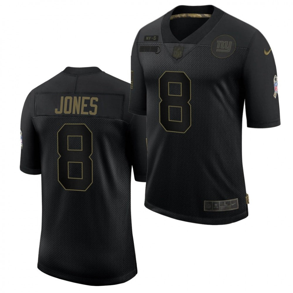 Men's New York Giants #8 Daniel Jones 2020 Black Salute To Service Limited Stitched Jersey 