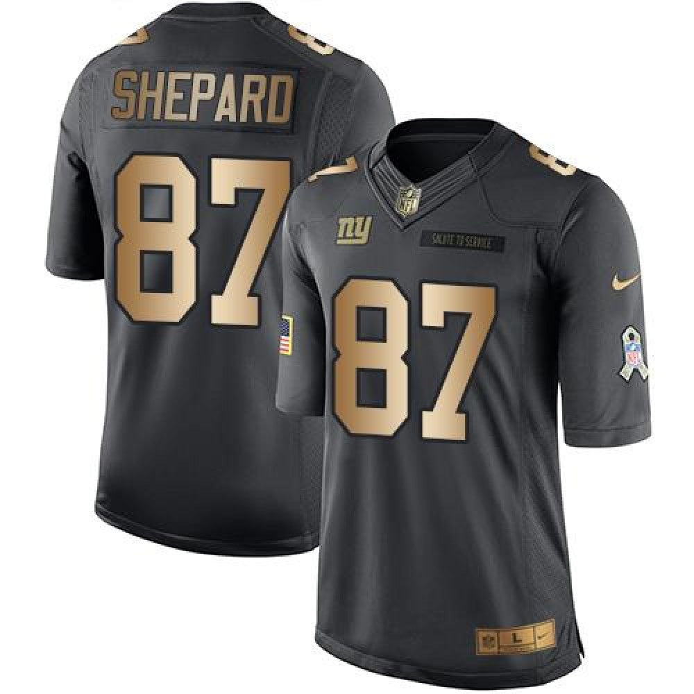 Giants #87 Sterling Shepard Black Men's Stitched NFL Limited Gold Salute To Service Jersey 