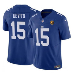 Men's New York Giants #15 Tommy DeVito Blue 2023 F.U.S.E. With John Madden Patch Vapor Limited Stitched Football Jersey 