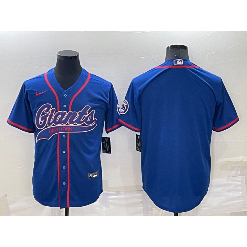 Men's New York Giants Blank Blue Cool Base Stitched Baseball Jersey 