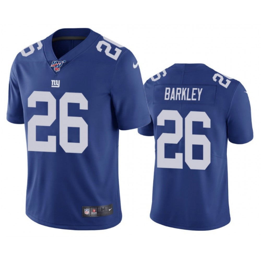 Men's New York Giants #26 Saquon Barkley Blue 2019 100th Season Vapor Untouchable Limited Stitched NFL Jersey 