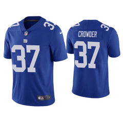 Men's New York Giants #37 Tae Crowder Blue Vapor Untouchable Limited Stitched Jersey 