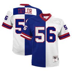 Men's New York Giants #56 Lawrence Taylor 1986 Blue/White Split Mitchell & Ness Vapor Untouchable Limited Stitched Jersey 
