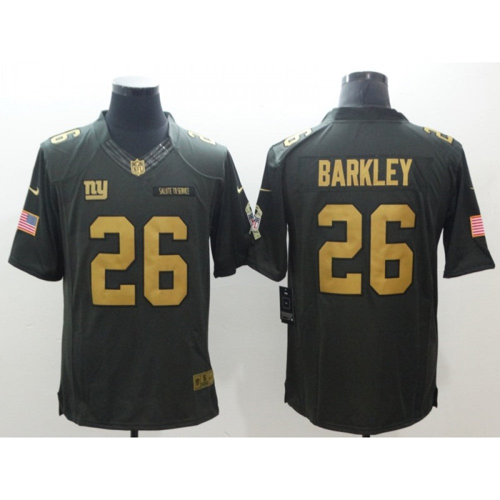 Men's New York Giants #26 Saquon Barkley Gold Anthracite Salute To Service Limited Jersey 