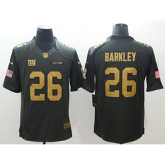 Men's New York Giants #26 Saquon Barkley Gold Anthracite Salute To Service Limited Jersey 