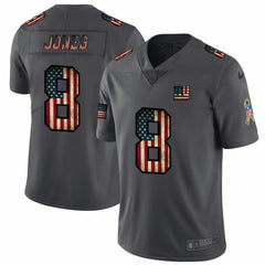 Men's New York Giants #8 Daniel Jones Grey 2019 Salute To Service USA Flag Fashion Limited Stitched NFL Jersey 