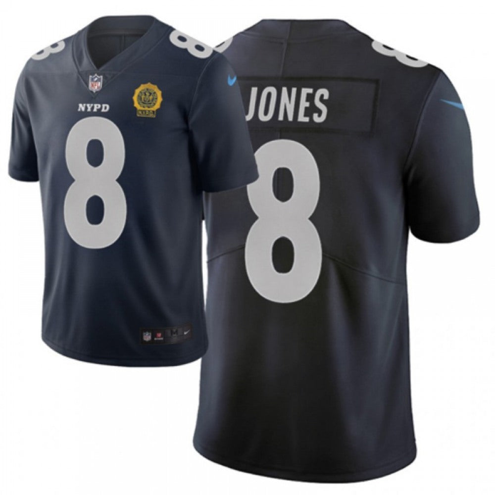 Men's New York Giants #8 Daniel Jones Navy 2019 City Edition Limited Stitched NFL Jersey 