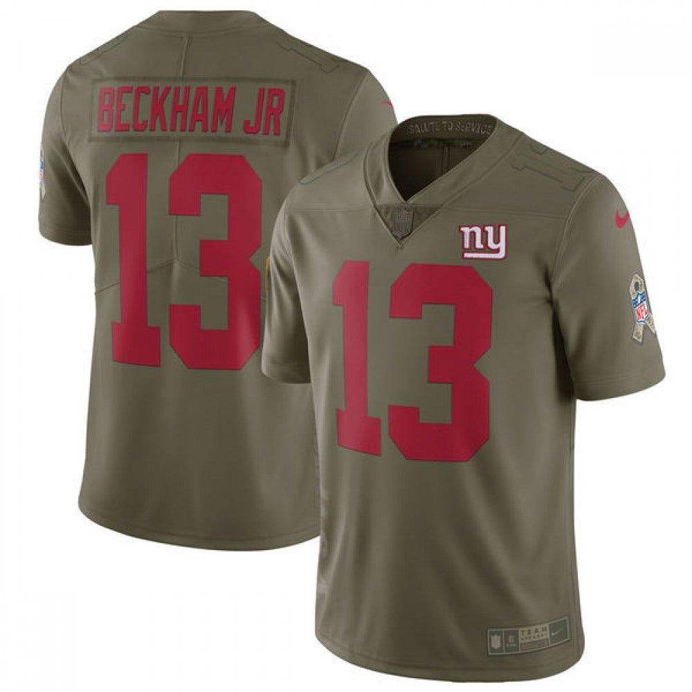 Men's New York Giants #13 Odell Beckham Jr Olive Salute To Service Limited Stitched NFL Jersey 