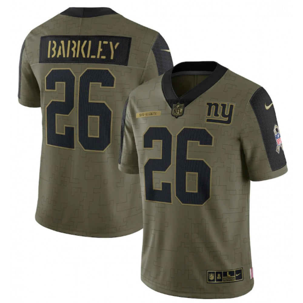 Men's New York Giants #26 Saquon Barkley 2021 Olive Salute To Service Limited Stitched Jersey 