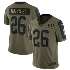 Men's New York Giants #26 Saquon Barkley 2021 Olive Salute To Service Limited Stitched Jersey 
