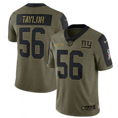 Men's New York Giants #56 Lawrence Taylor 2021 Olive Salute To Service Limited Stitched Jersey 