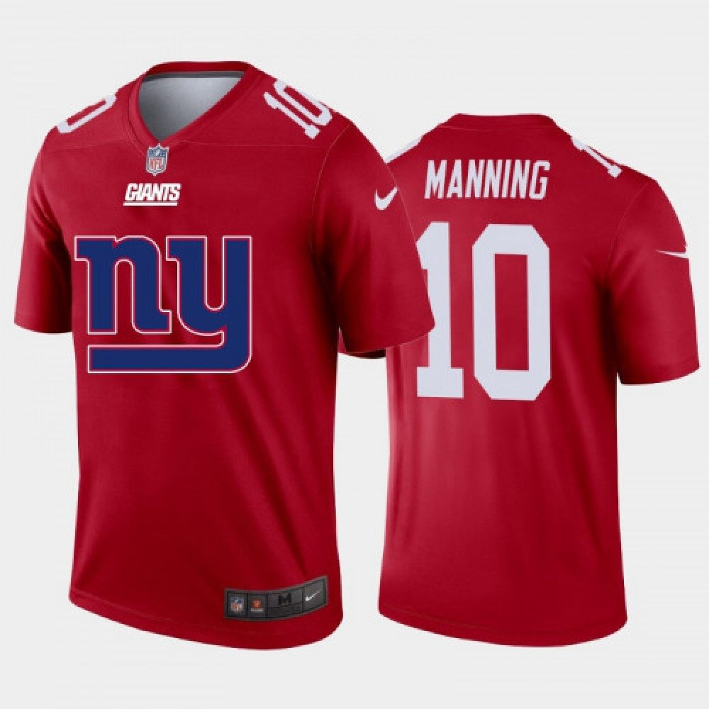 Men's New York Giants #10 Eli Manning Red 2020 Team Big Logo Inverted Legend Stitched Jersey 