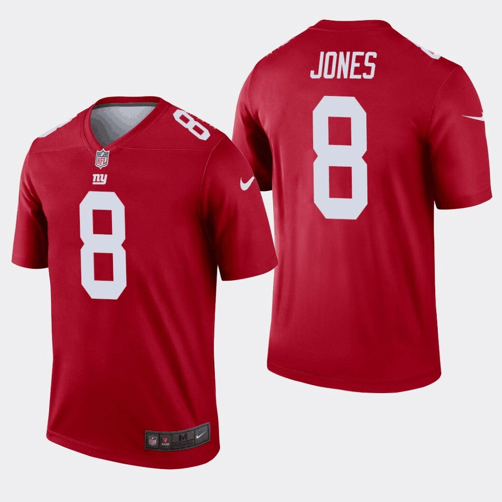 Men's New York Giants #8 Daniel Jones Red Inverted Legend Stitched NFL Jersey 