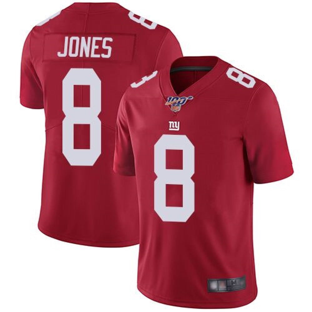 Men's New York Giants #8 Daniel Jones Red 2019 100th Season Vapor Untouchable Limited Stitched NFL Jersey 