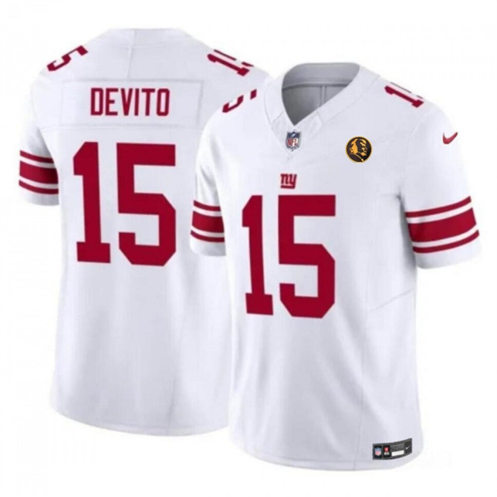 Men's New York Giants #15 Tommy DeVito White 2023 F.U.S.E. With John Madden Patch Vapor Limited Stitched Football Jersey 