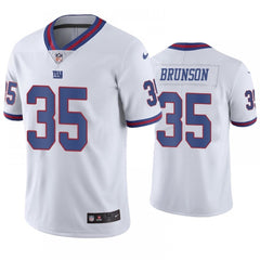 Men's New York Giants #35 T.J. Brunson White Color Rush Stitched Jersey 