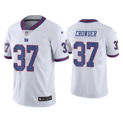 Men's New York Giants #37 Tae Crowder White Color Rush Stitched Jersey 
