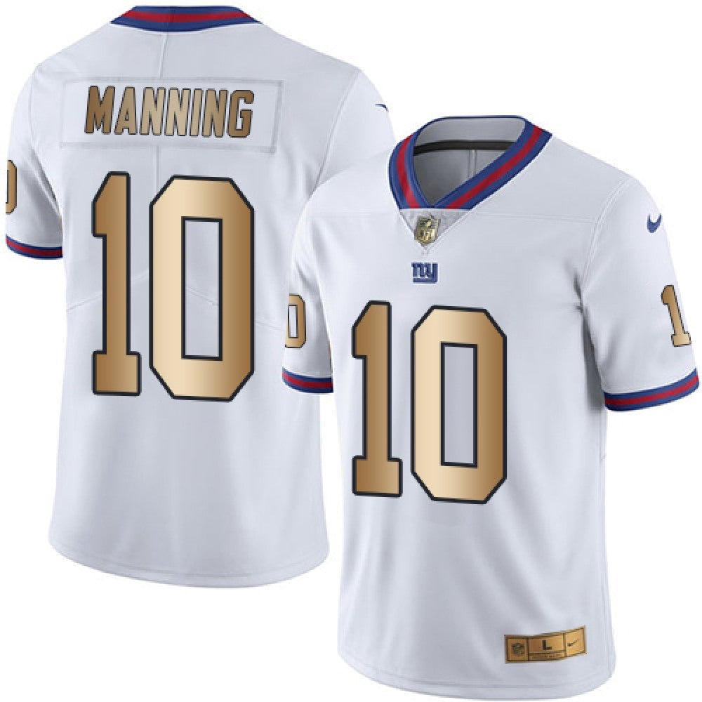 Giants #10 Eli Manning White Men's Stitched NFL Limited Gold Rush Jersey 