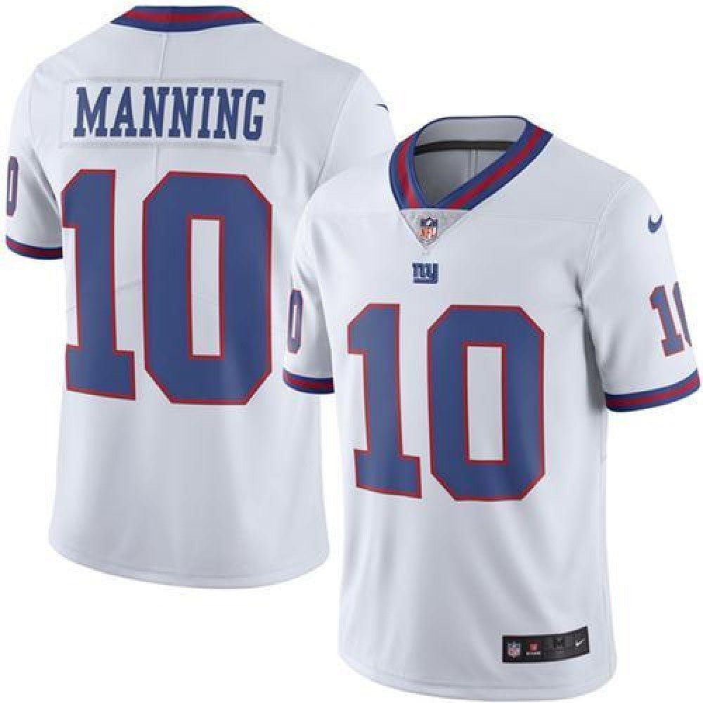 Giants #10 Eli Manning White Men's Stitched NFL Limited Rush Jersey 