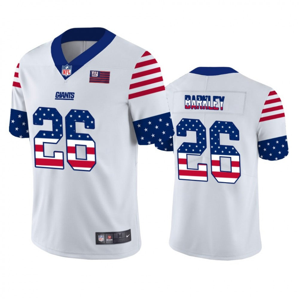 Men's New York Giants #26 Saquon Barkley White 2019 USA Flag Fashion Limited Stitched NFL Jersey 