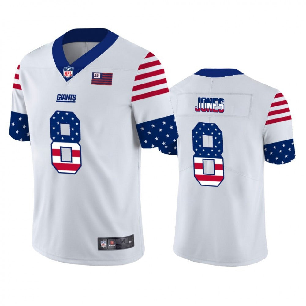 Men's New York Giants #8 Daniel Jones White 2019 USA Flag Fashion Limited Stitched NFL Jersey 