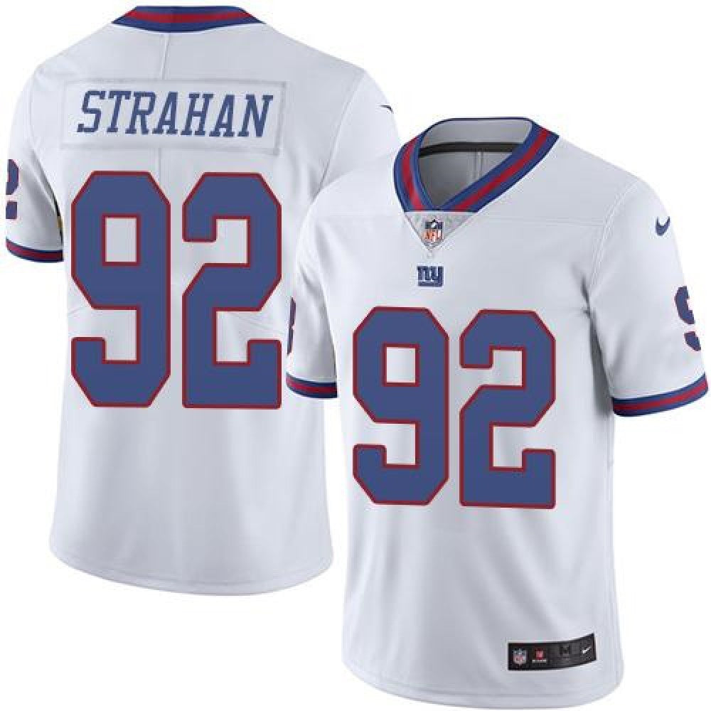 Giants #92 Michael Strahan White Men's Stitched NFL Limited Rush Jersey 