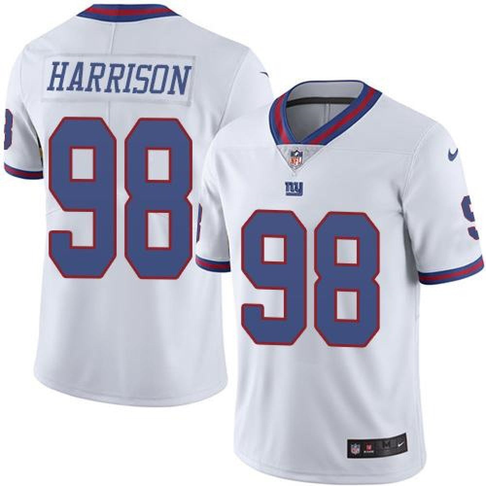 Giants #98 Damon Harrison White Men's Stitched NFL Limited Rush Jersey 