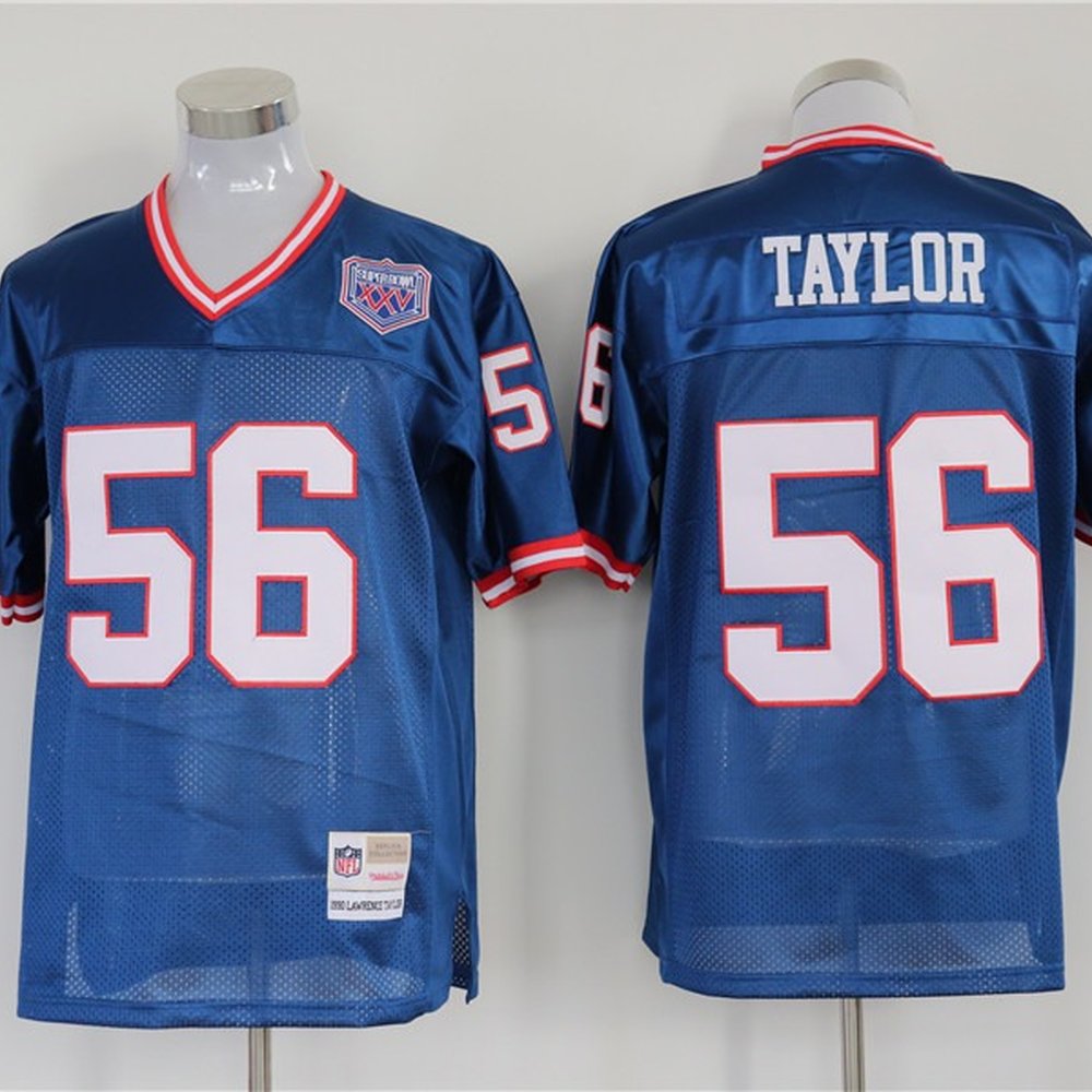 Mitchell and Ness Giants #56 Lawrence Taylor Blue Stitched NFL Jersey 