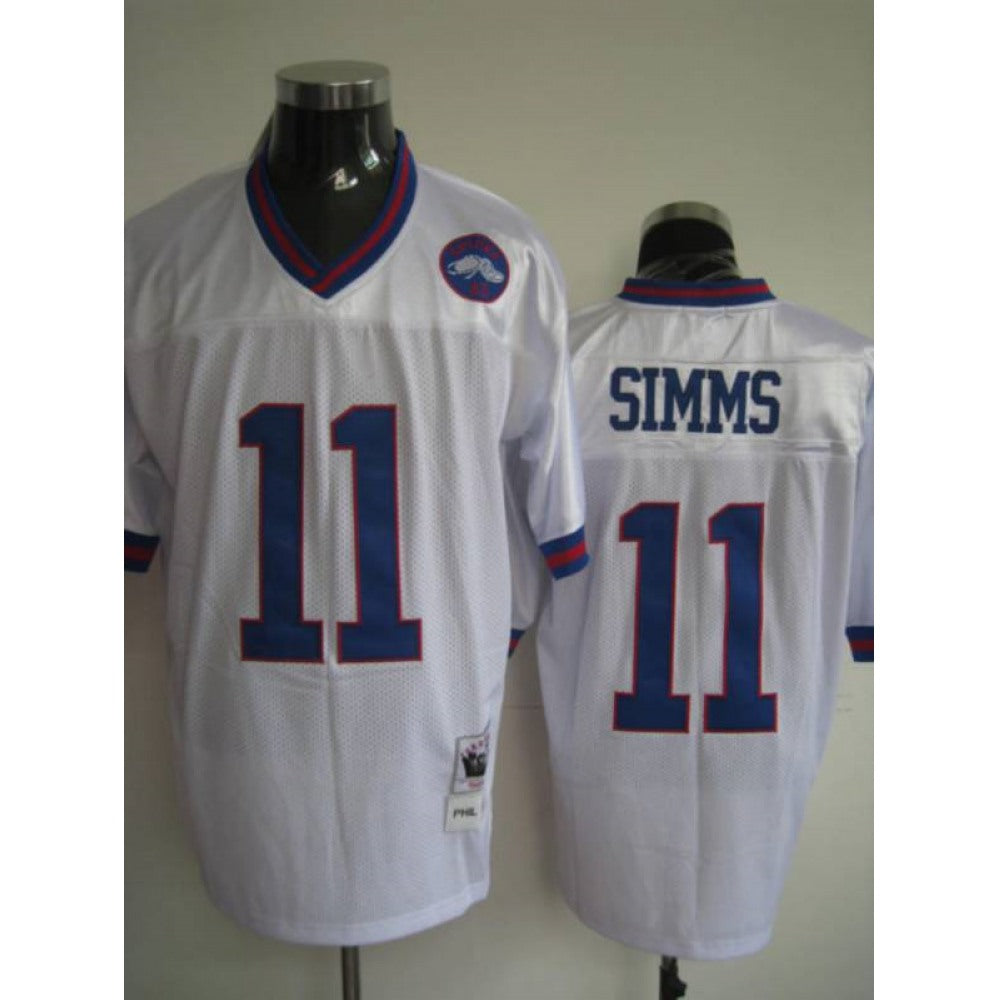 Mitchell and Ness Giants #11 Phil Simms Stitched White NFL Jersey 