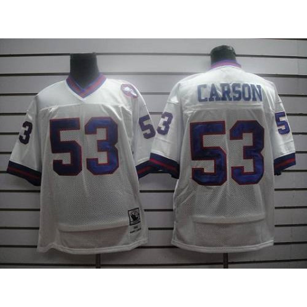 Mitchell and Ness Giants #53 Harry Carson White Stitched NFL Jersey 
