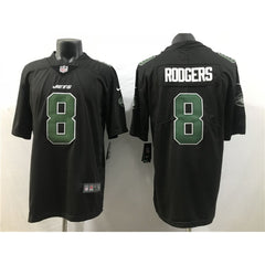 Men's New York Jets #8 Aaron Rodgers Black Stitched Jersey 
