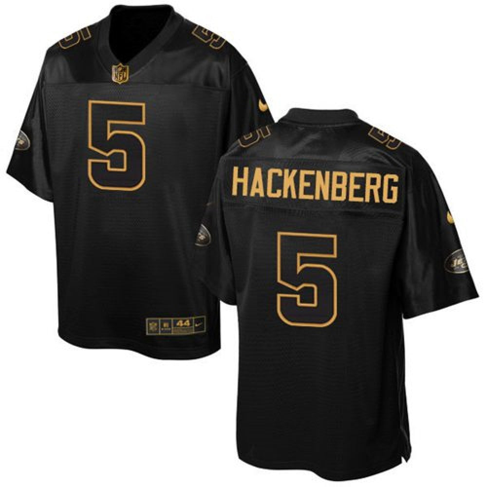 Jets #5 Christian Hackenberg Black Men's Stitched NFL Elite Pro Line Gold Collection Jersey 