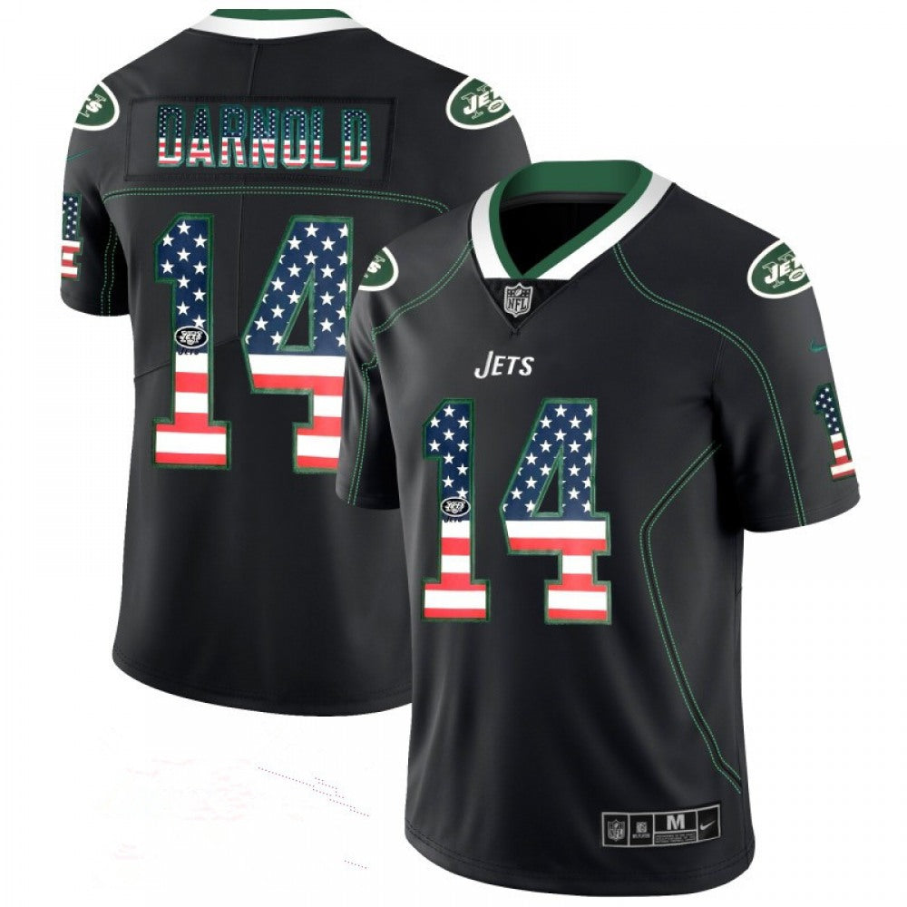 Men's New York Jets #14 Sam Darnold Black 2018 USA Flag Fashion NFL Limited Stitched Jersey 