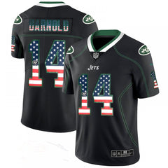 Men's New York Jets #14 Sam Darnold Black 2018 USA Flag Fashion NFL Limited Stitched Jersey 