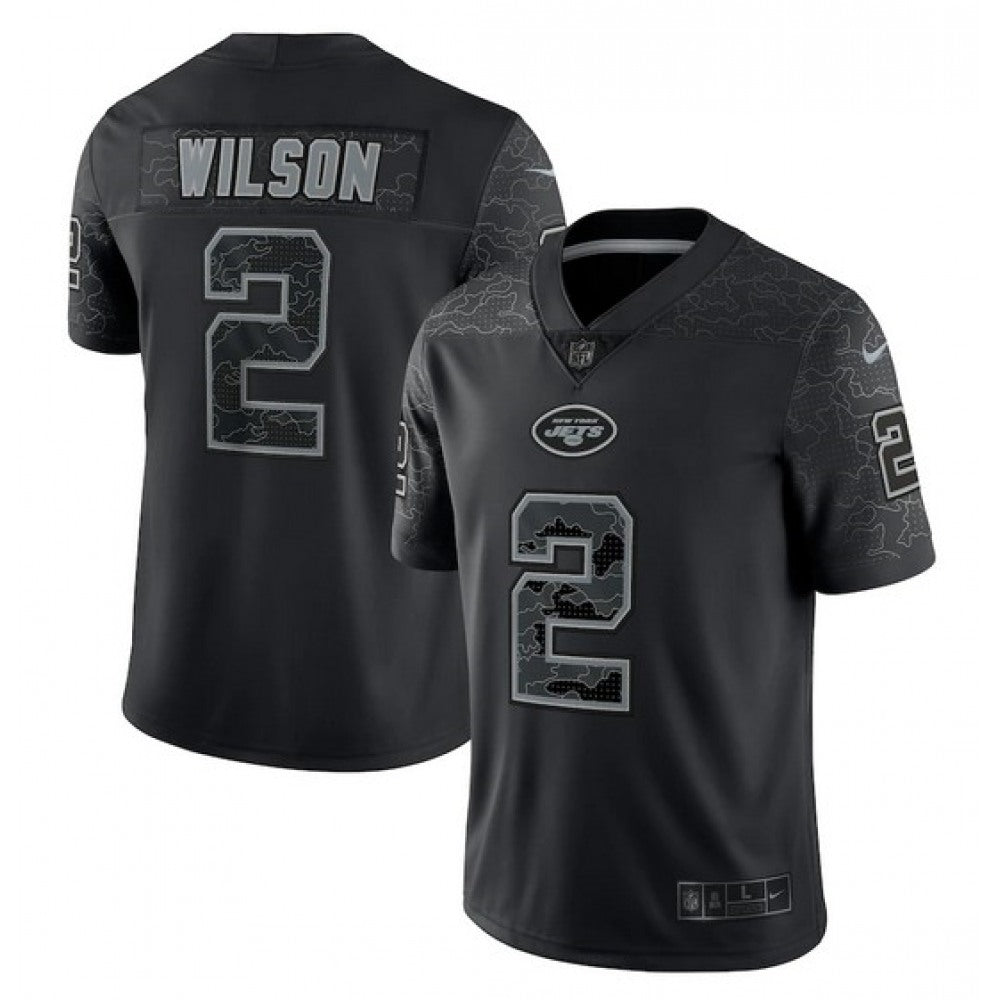Men's New York Jets #2 Zach Wilson Black Reflective Limited Stitched Football Jersey 