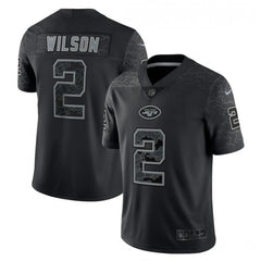 Men's New York Jets #2 Zach Wilson Black Reflective Limited Stitched Football Jersey 