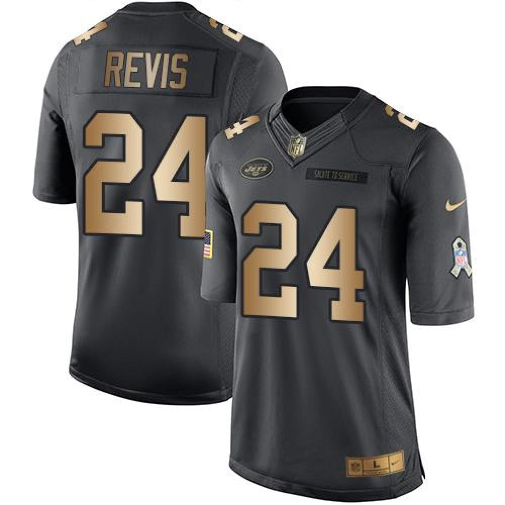Jets #24 Darrelle Revis Black Men's Stitched NFL Limited Gold Salute To Service Jersey 