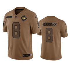 Men's New York Jets #8 Aaron Rodgers 2023 Brown Salute To Service Limited Stitched Football Jersey 