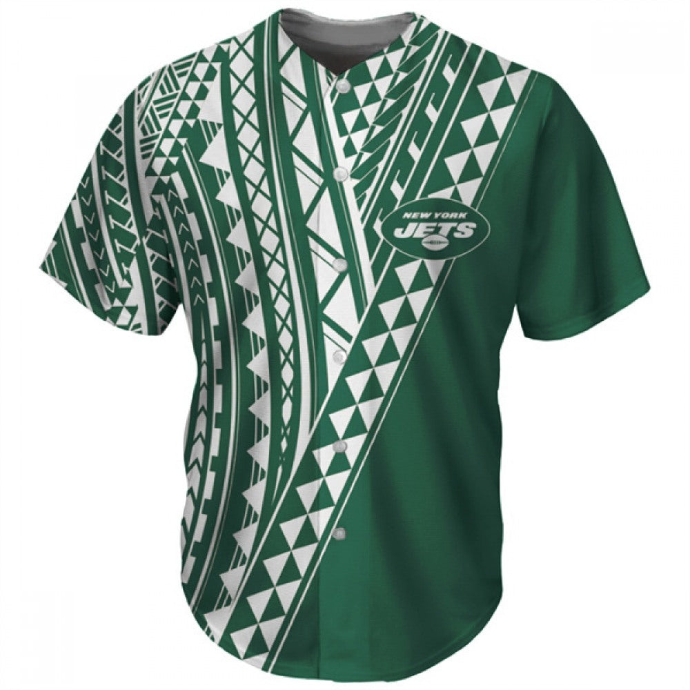 Men's New York Jets Green Baseball Jersey 