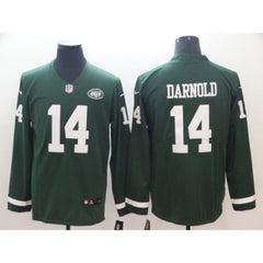 Men's New York Jets #14 Sam Darnold Green Therma Long Sleeve Stitched NFL Jersey 