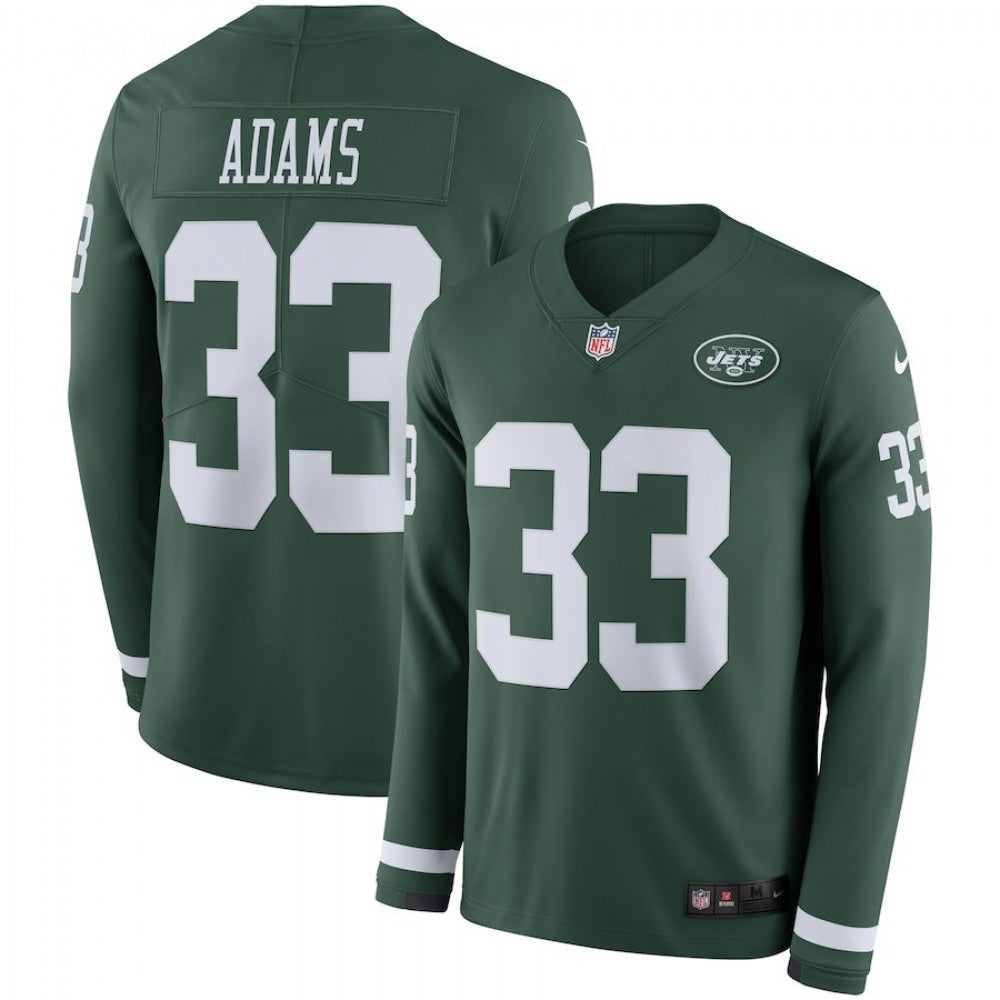 Men's New York Jets #33 Jamal Adams Green Therma Long Sleeve Stitched NFL Jersey 
