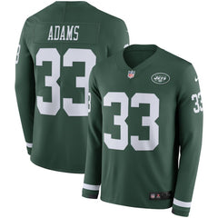 Men's New York Jets #33 Jamal Adams Green Therma Long Sleeve Stitched NFL Jersey 