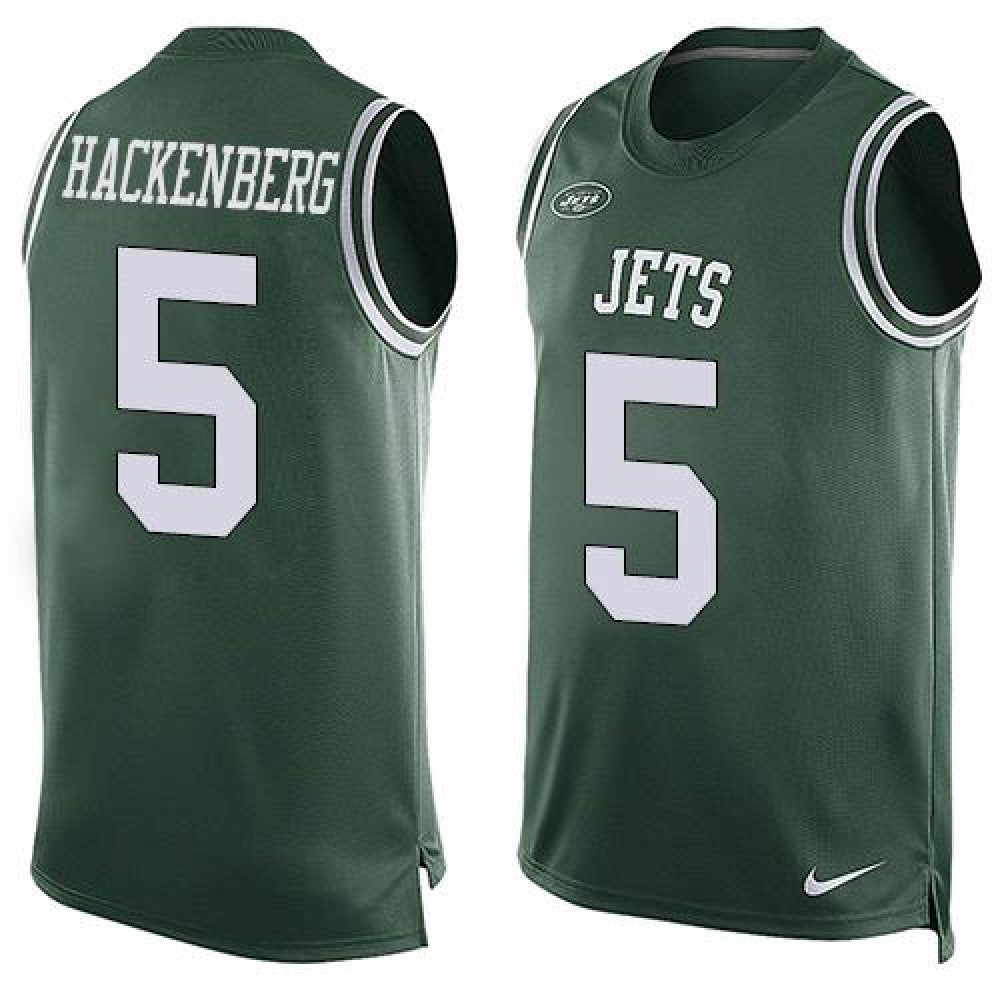 Jets #5 Christian Hackenberg Green Team Color Men's Stitched NFL Limited Tank Top Jersey 