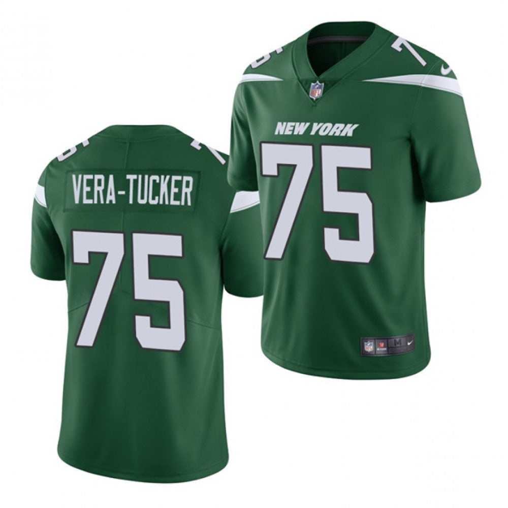 Men's New York Jets #75 Alijah Vera-Tucker 2021 NFL Draft Green Vapor Untouchable Limited Stitched Jersey 
