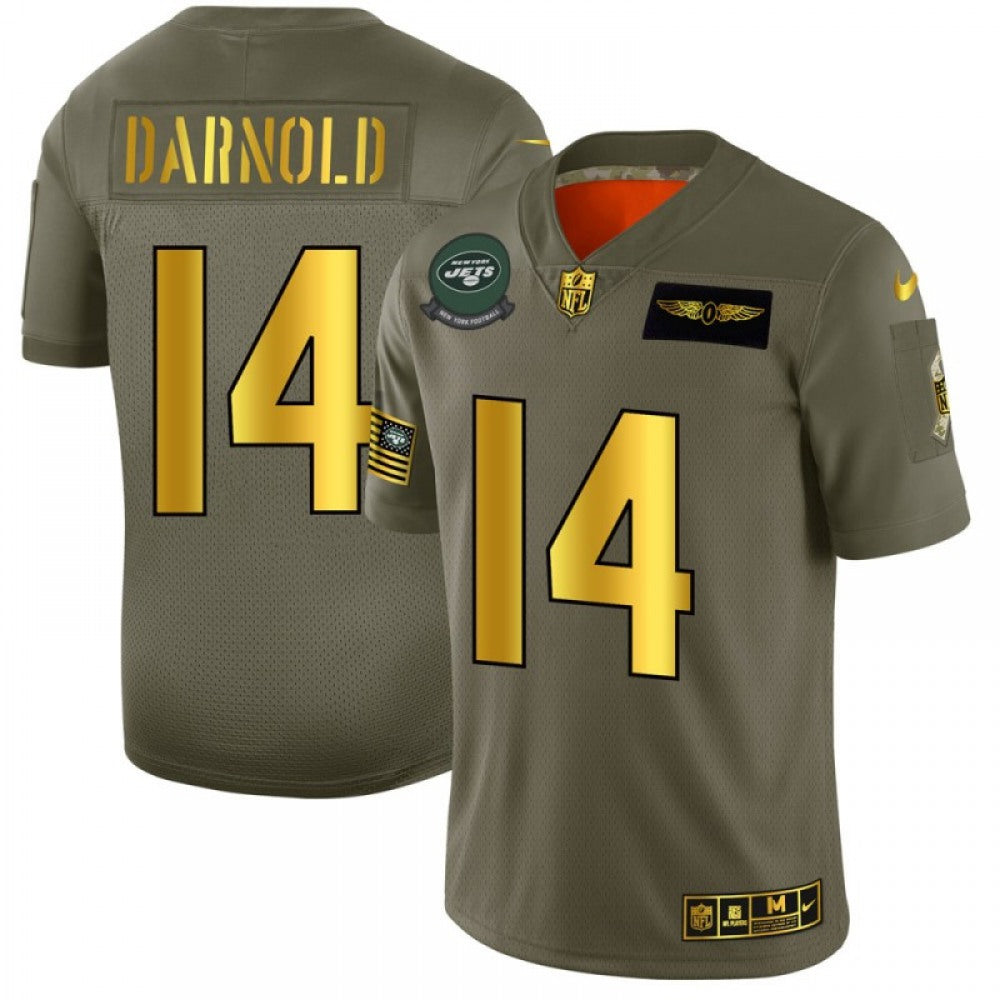 Men's New York Jets #14 Sam Darnold 2019 Olive/Gold Salute To Service Limited Stitched NFL Jersey 