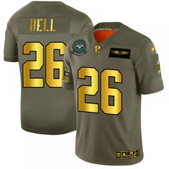Men's New York Jets #26 Le'Veon Bell 2019 Olive/Gold Salute To Service Limited Stitched NFL Jersey 