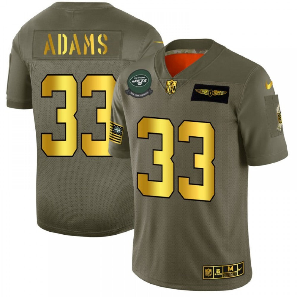Men's New York Jets #33 Jamal Adams 2019 Olive/Gold Salute To Service Limited Stitched NFL Jersey 