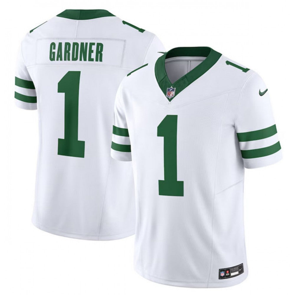 Men's New York Jets #1 Ahmad Sauce Gardner White 2023 F.U.S.E. Vapor Limited Throwback Stitched Football Jersey 